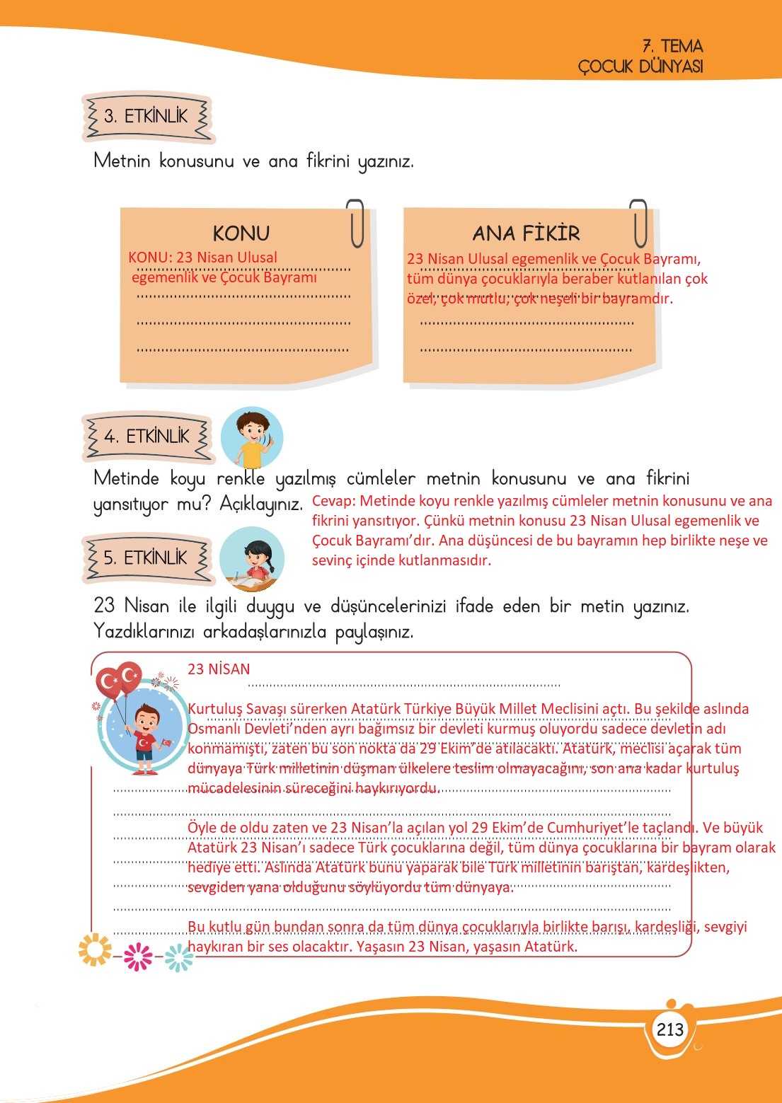 4. Sınıf Meb Yayınları Türkçe Ders Kitabı Sayfa 0213 Cevapları