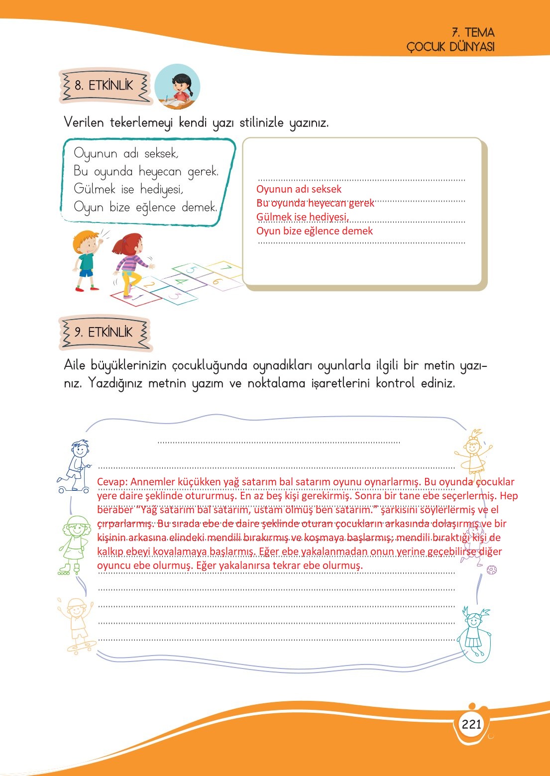 4. Sınıf Meb Yayınları Türkçe Ders Kitabı Sayfa 0221 Cevapları