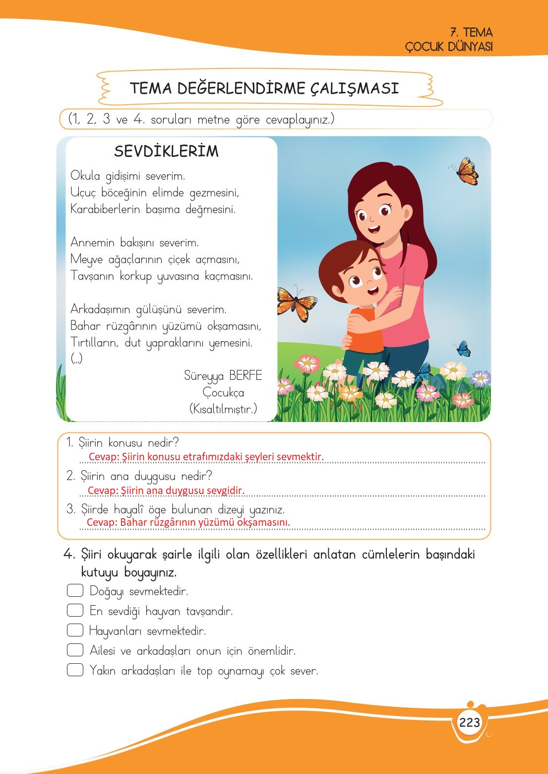 4. Sınıf Meb Yayınları Türkçe Ders Kitabı Sayfa 0223 Cevapları