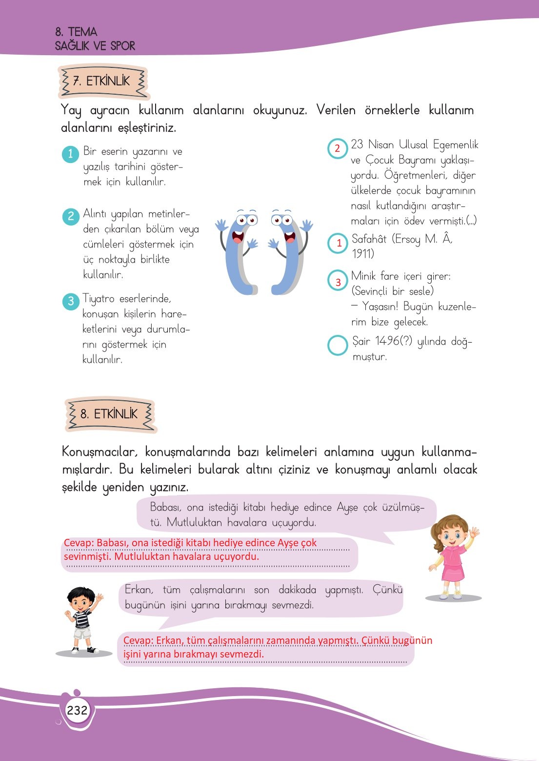 4. Sınıf Meb Yayınları Türkçe Ders Kitabı Sayfa 0232 Cevapları