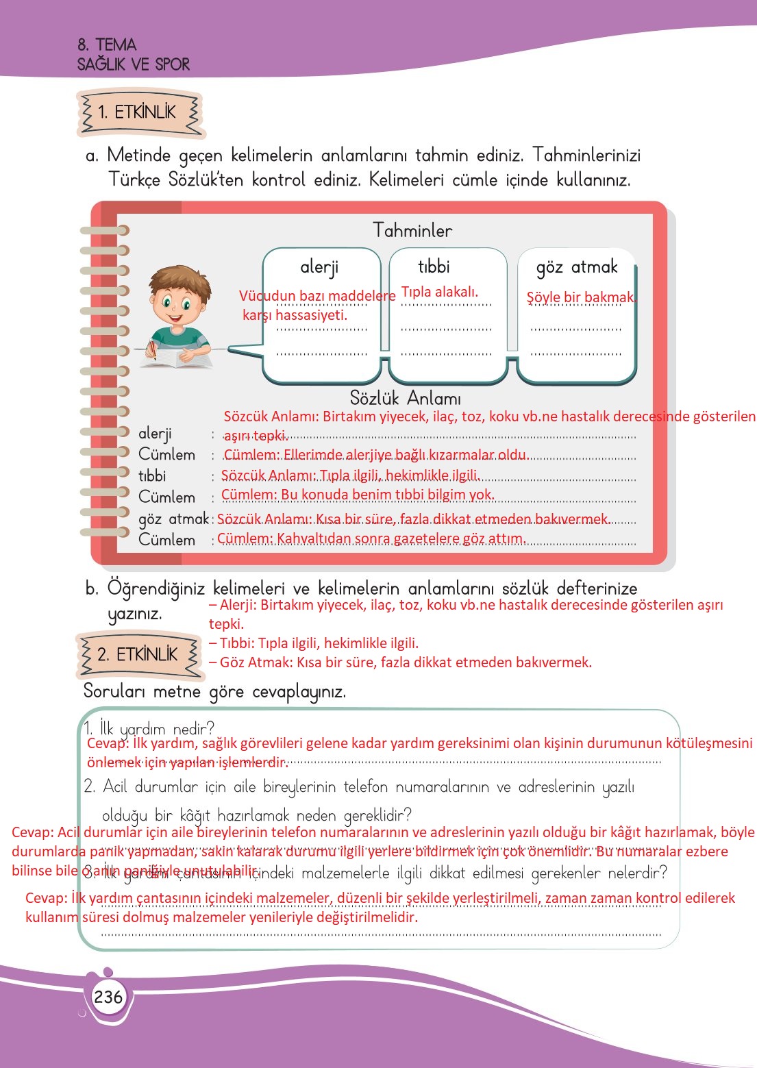 4. Sınıf Meb Yayınları Türkçe Ders Kitabı Sayfa 0236 Cevapları