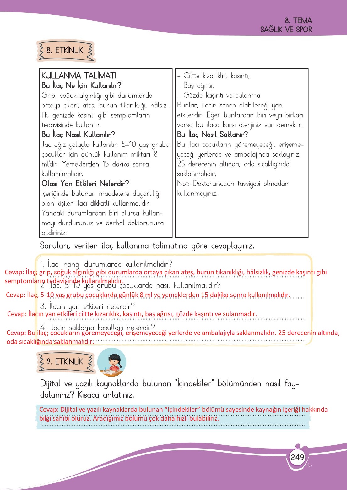 4. Sınıf Meb Yayınları Türkçe Ders Kitabı Sayfa 0249 Cevapları