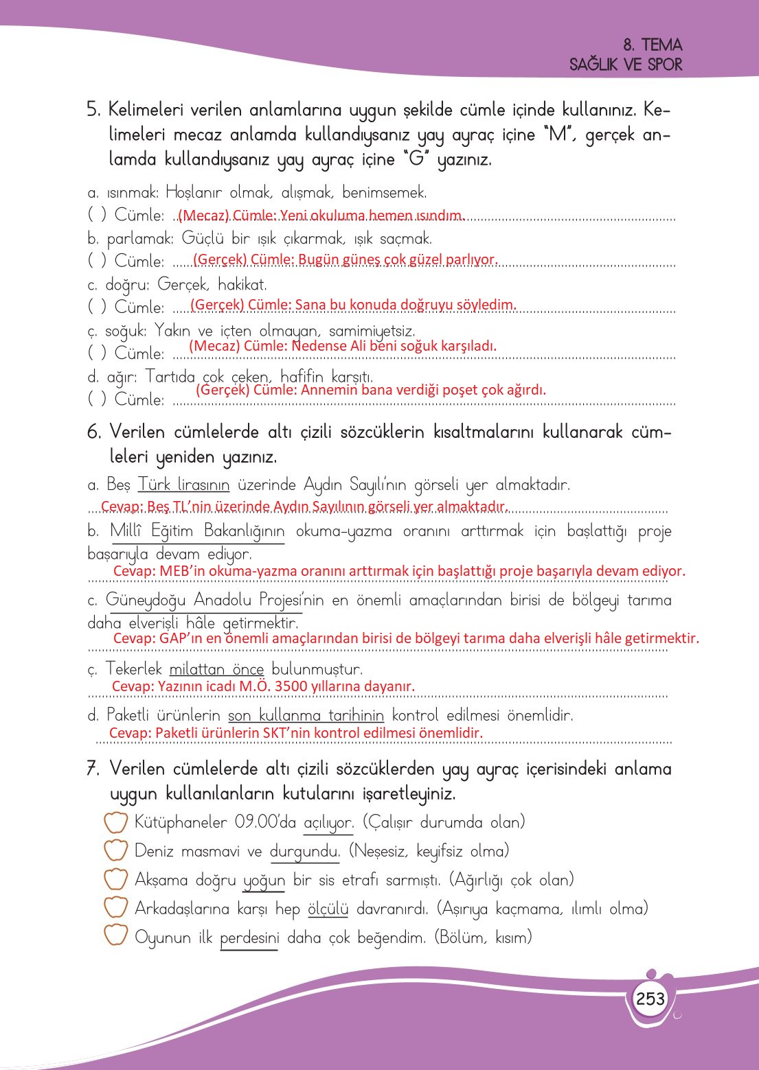 4. Sınıf Meb Yayınları Türkçe Ders Kitabı Sayfa 0253 Cevapları